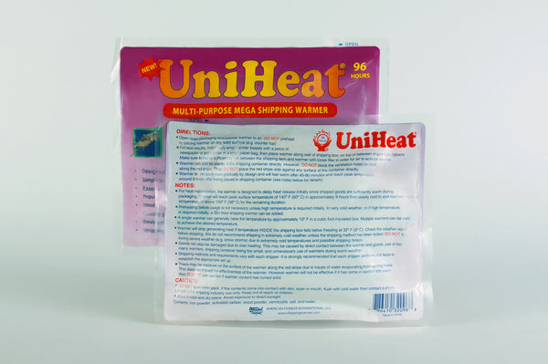 UniHeat 96 Hour Shipping Warmer - Back of Packaging