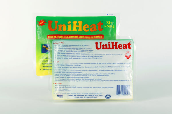 UniHeat 72 Hour Shipping Warmer - Back of Packaging